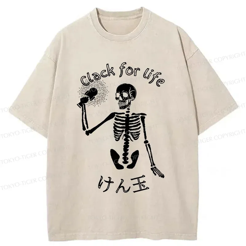 Tokyo-Tiger Skeleton Playing Kendama Washed T-Shirt