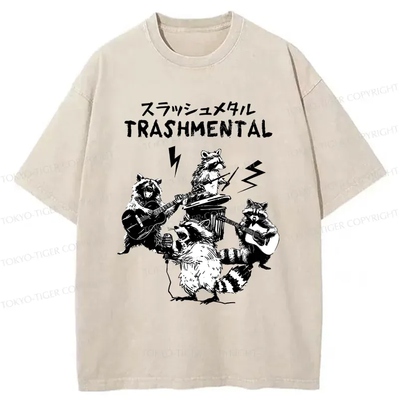 Tokyo-Tiger Trash Metal Band Washed T-Shirt