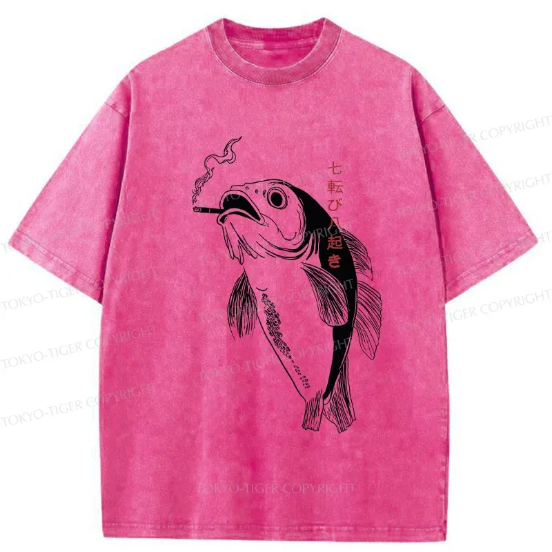 Tokyo-Tiger Smoked Fish Washed T-Shirt