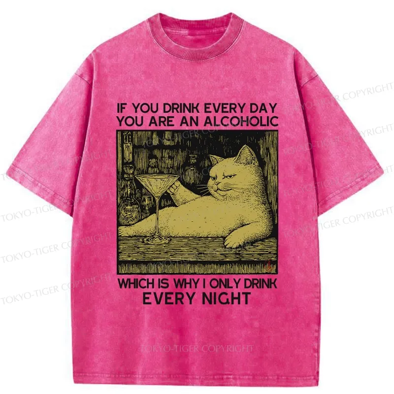Tokyo-Tiger That's Why I Only Drink At Night Washed T-Shirt