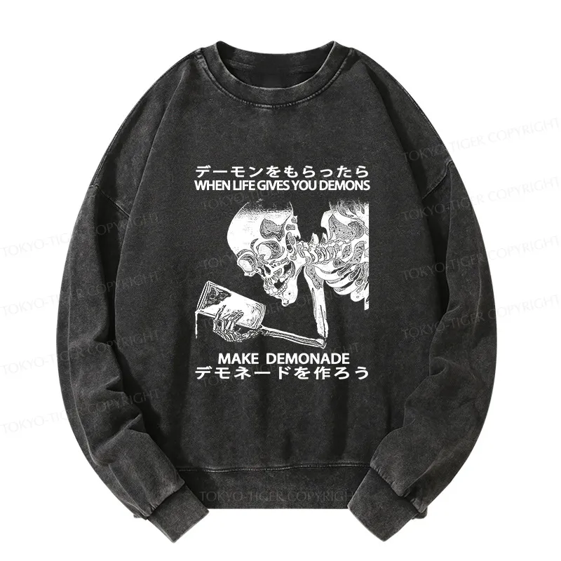 Tokyo-Tiger Make Demonade Funny Washed Sweatshirt