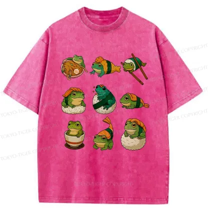 Tokyo-Tiger Japanese Food Frog Series Washed T-Shirt