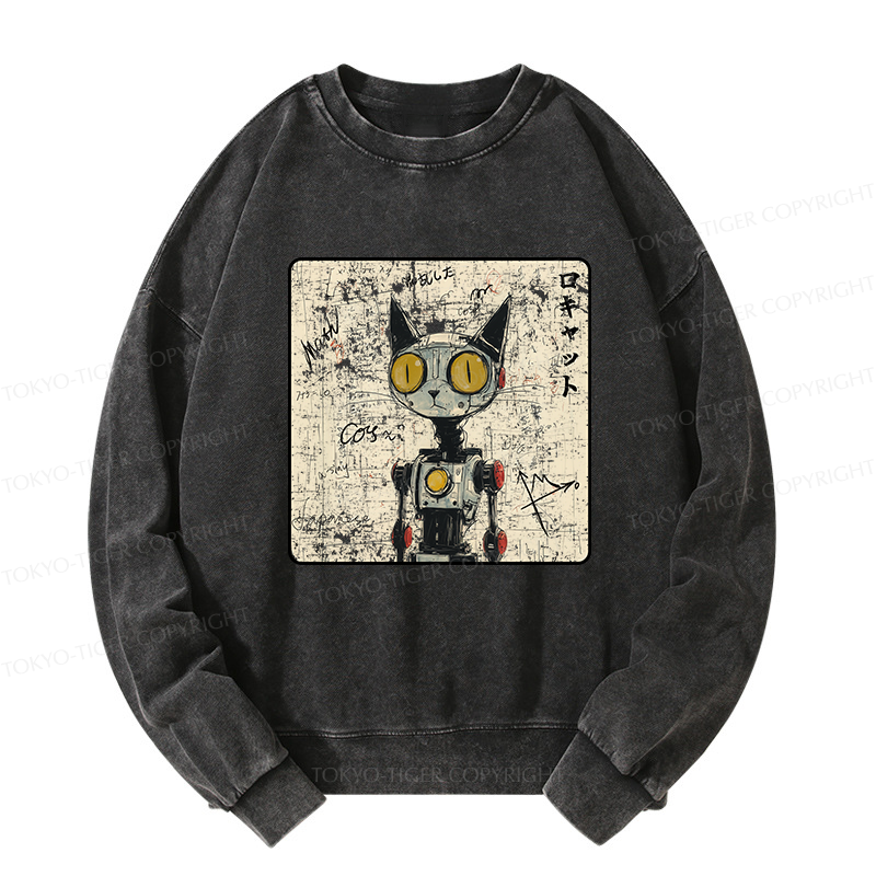 Tokyo-Tiger Robot Cat Washed Sweatshirt