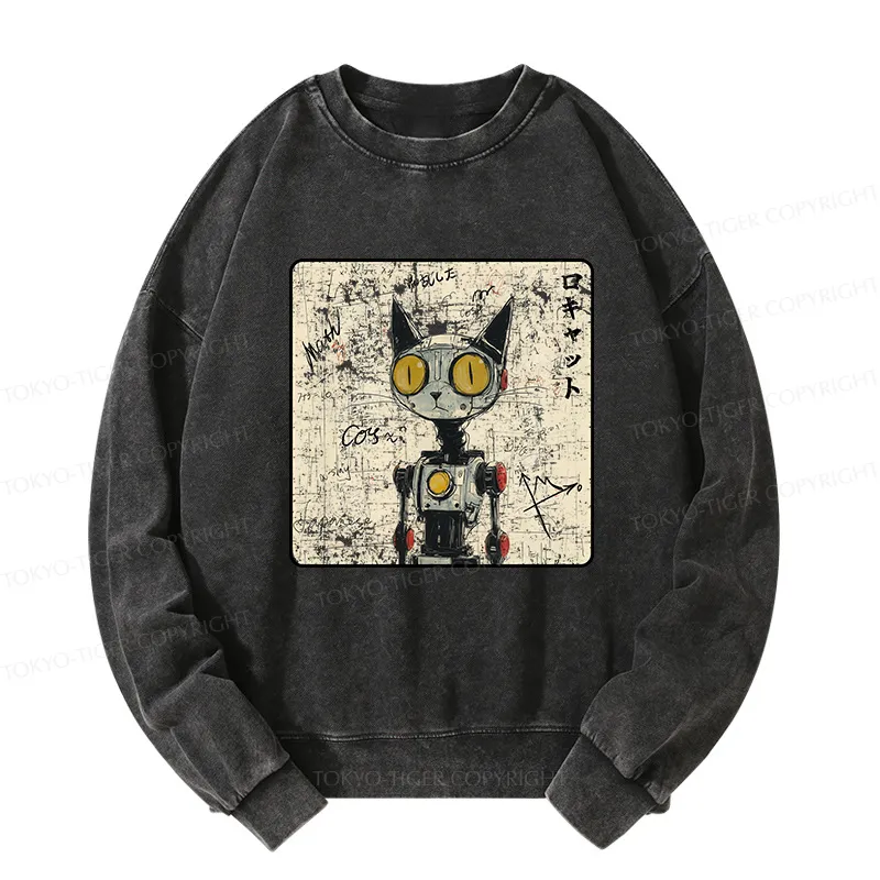 Tokyo-Tiger Robot Cat Washed Sweatshirt