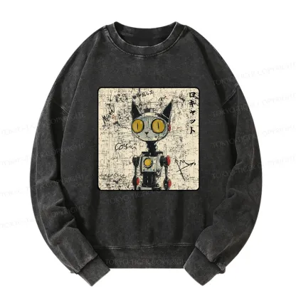 Tokyo-Tiger Robot Cat Washed Sweatshirt
