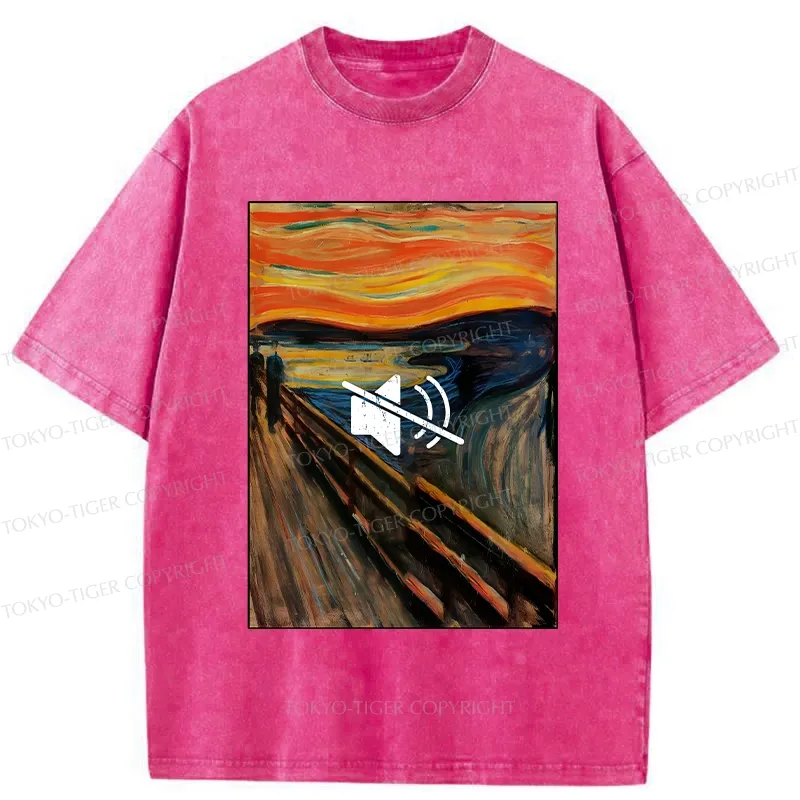 Tokyo-Tiger Funny Banning The Scream Washed T-Shirt