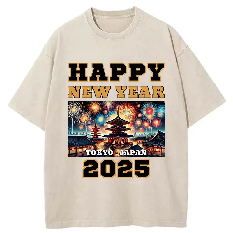 Tokyo-Tiger Happy New Year 2025 Washed T-Shirt