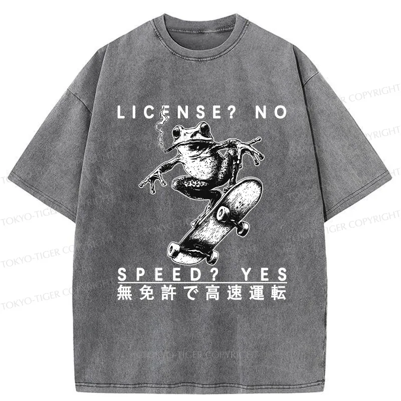 Tokyo-Tiger License? No Speed? Yes Washed T-Shirt