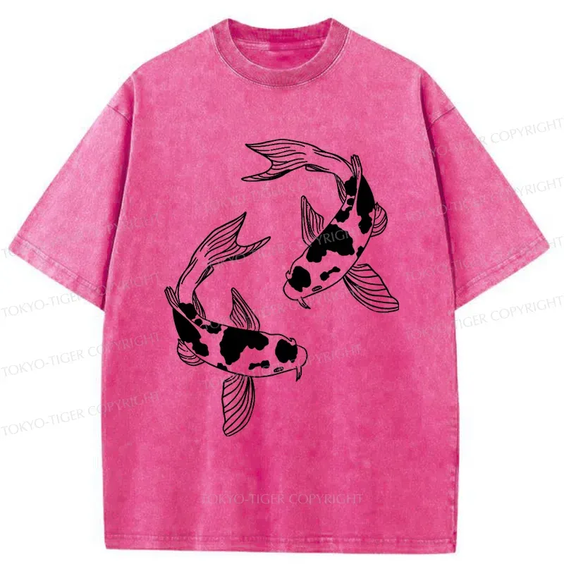 Tokyo-Tiger Two Beautiful Koi Washed T-Shirt