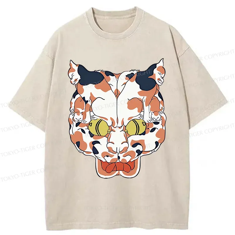 Tokyo-Tiger Complex Retro Cat Washed T-Shirt
