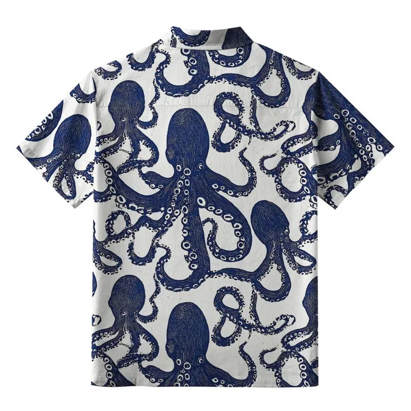Tokyo-Tiger Ocean Octopus Button-up Shirt