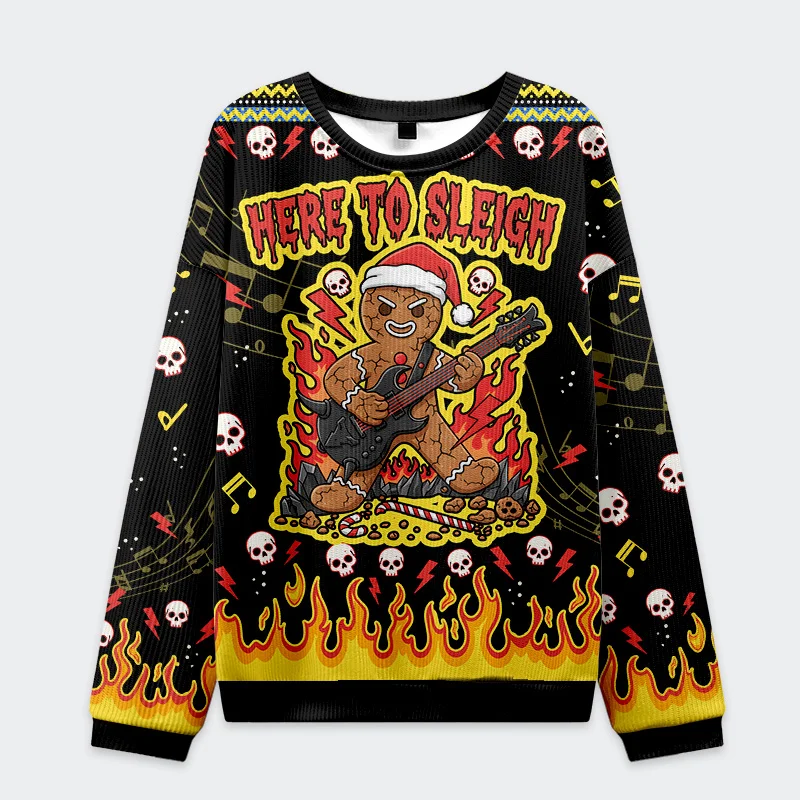 Tokyo-Tiger Rock And Roll Gingerbread Man Christmas Ugly Sweatshirt