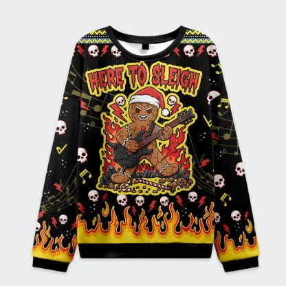 Tokyo-Tiger Rock And Roll Gingerbread Man Christmas Ugly Sweatshirt