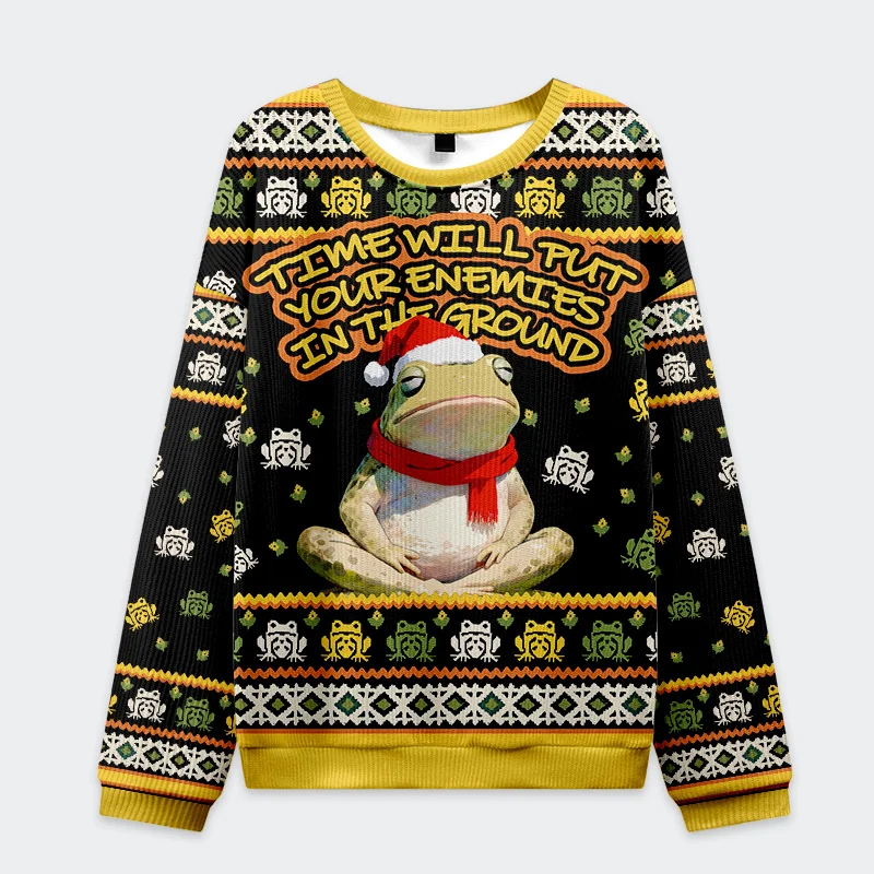 Tokyo-Tiger Christmas Frogs Drive Away Humans Christmas Ugly Sweatshirt