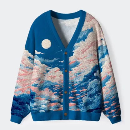 Tokyo-Tiger Fish Soaring In The Sky Ugly Cardigan Sweater