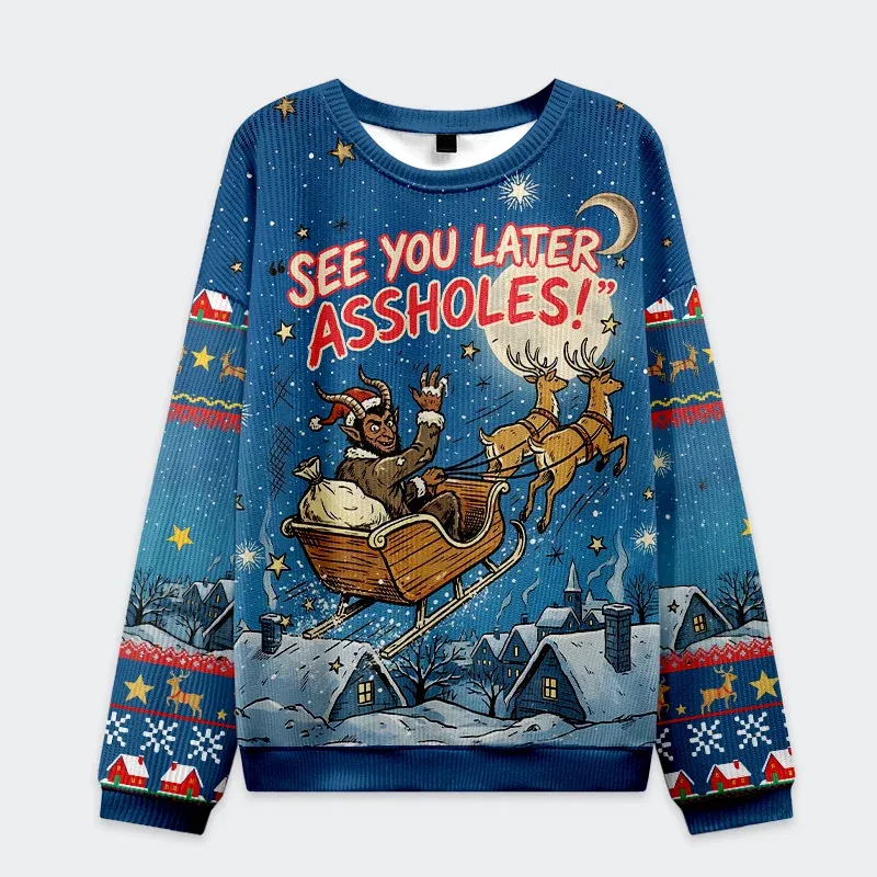 Tokyo-Tiger Goodbye Krampus Christmas Ugly Sweatshirt