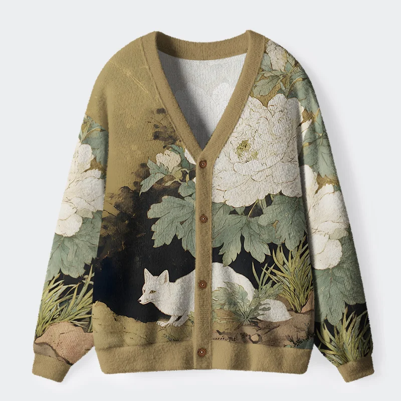 Tokyo-Tiger Peony And Fox Cardigan Sweater
