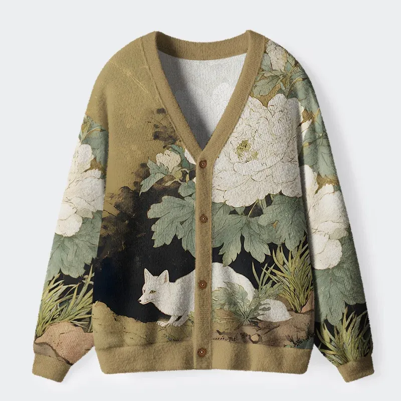 Tokyo-Tiger Peony And Fox Cardigan Sweater