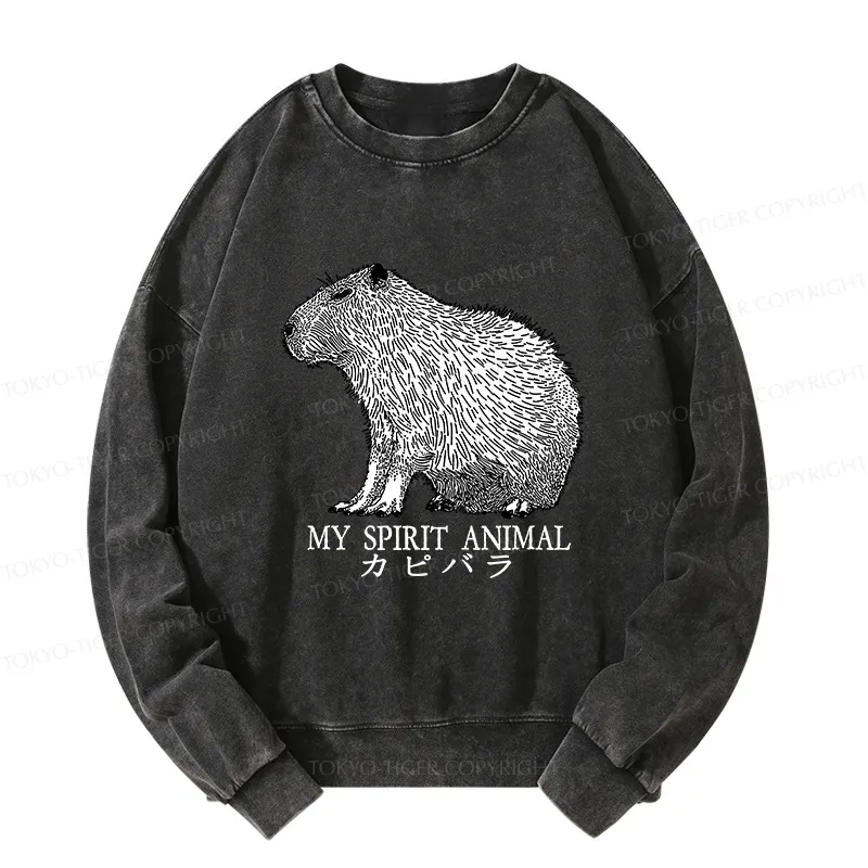 Tokyo-Tiger Capybara Spirit Washed Sweatshirt