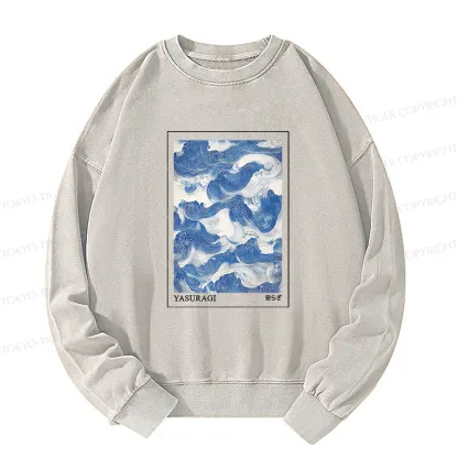 Tokyo-Tiger Japanese Retro Art Wave Washed Sweatshirt