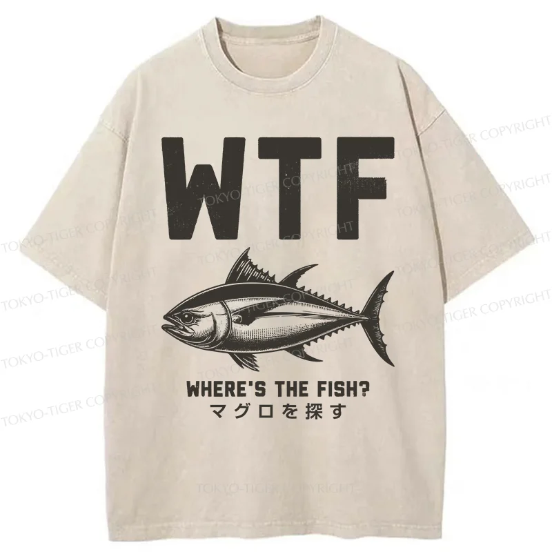Tokyo-Tiger Finding Tuna Washed T-Shirt