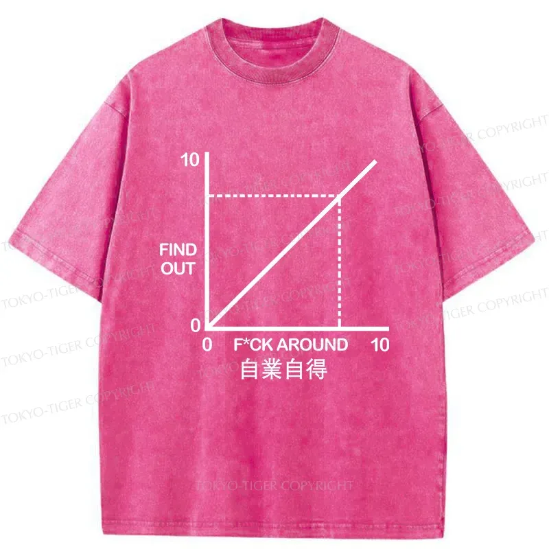 Tokyo-Tiger Funny Coordinate System Washed T-Shirt