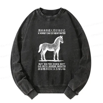 Tokyo-Tiger Funny Horse And Water Saying Washed Sweatshirt