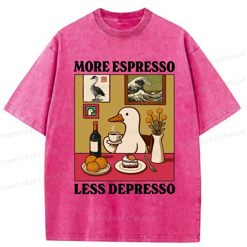 Tokyo-Tiger More Espresso Less Depresso Goose Washed T-Shirt