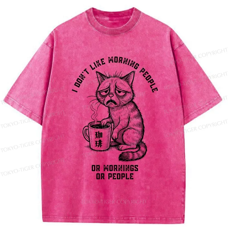 Tokyo-Tiger Cat Who Hates Morning And People Washed T-Shirt