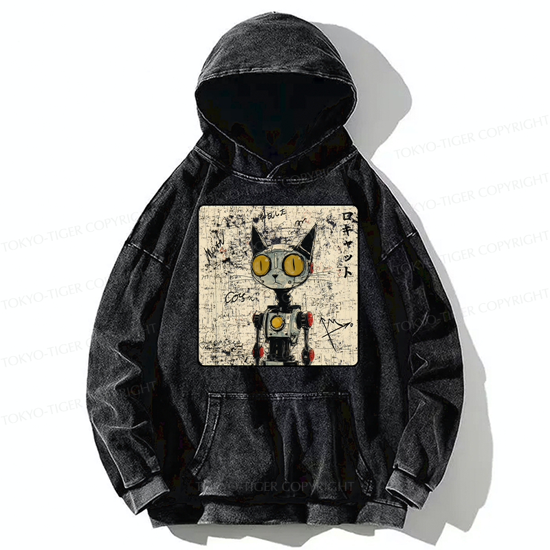 Tokyo-Tiger Robot Cat Washed Hoodie