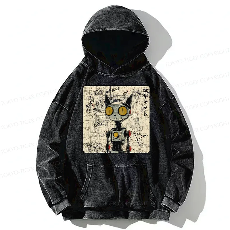 Tokyo-Tiger Robot Cat Washed Hoodie