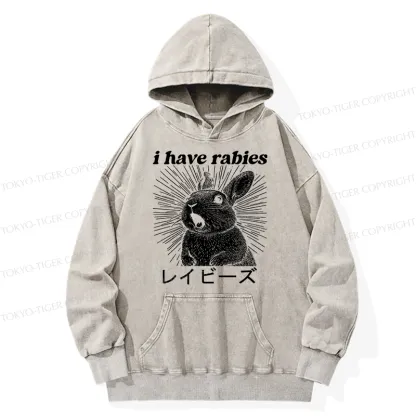 Tokyo-Tiger Funny Rabbit Washed Hoodie