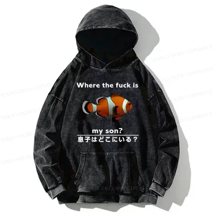 Tokyo-Tiger Fish Looking For Son Washed Hoodie