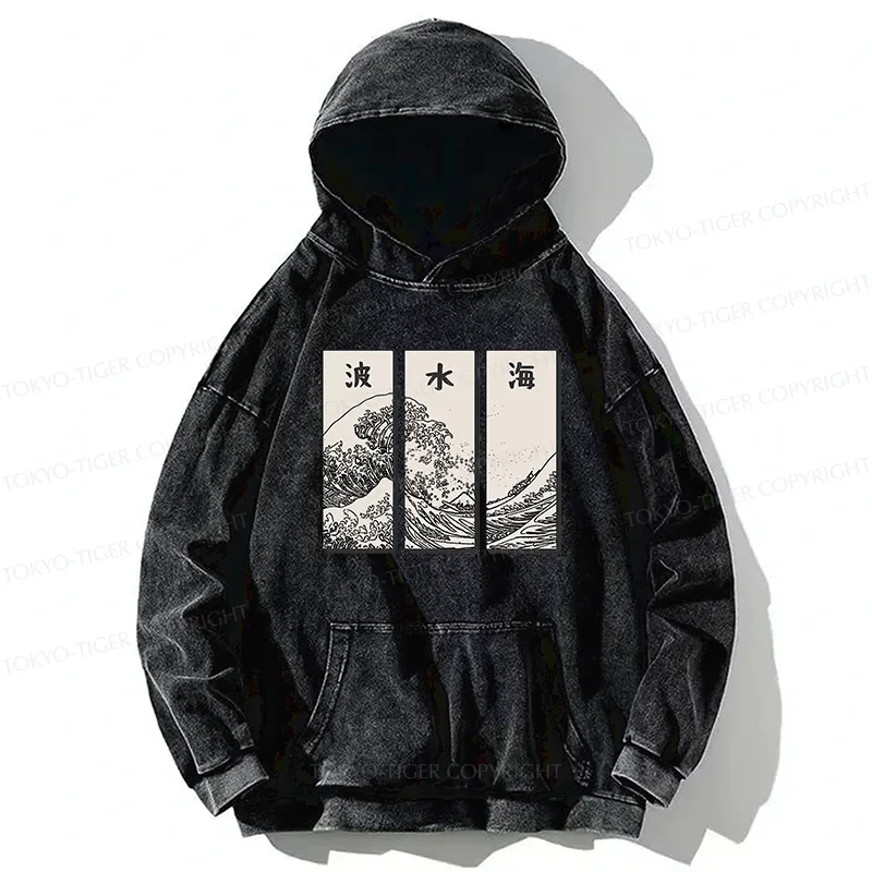 Tokyo-Tiger Japanese Art Wave Washed Hoodie