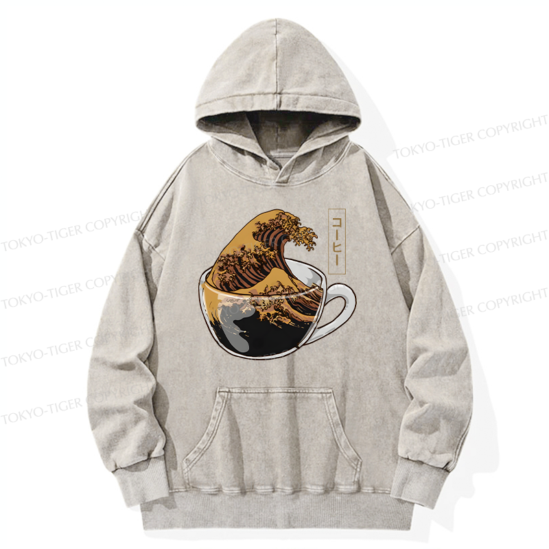 Tokyo-Tiger Coffee Wave Washed Hoodie