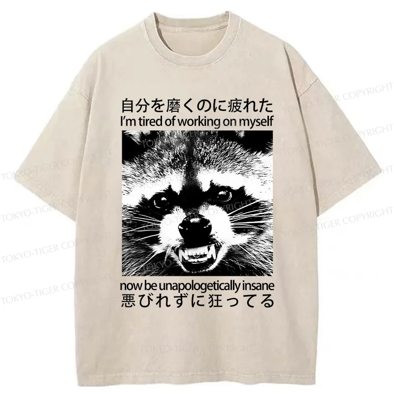 Tokyo-Tiger Unapologetically Insane Raccoon Washed T-Shirt