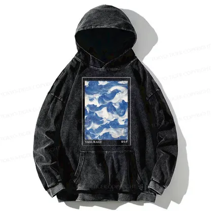 Tokyo-Tiger Japanese Retro Art Wave Washed Hoodie