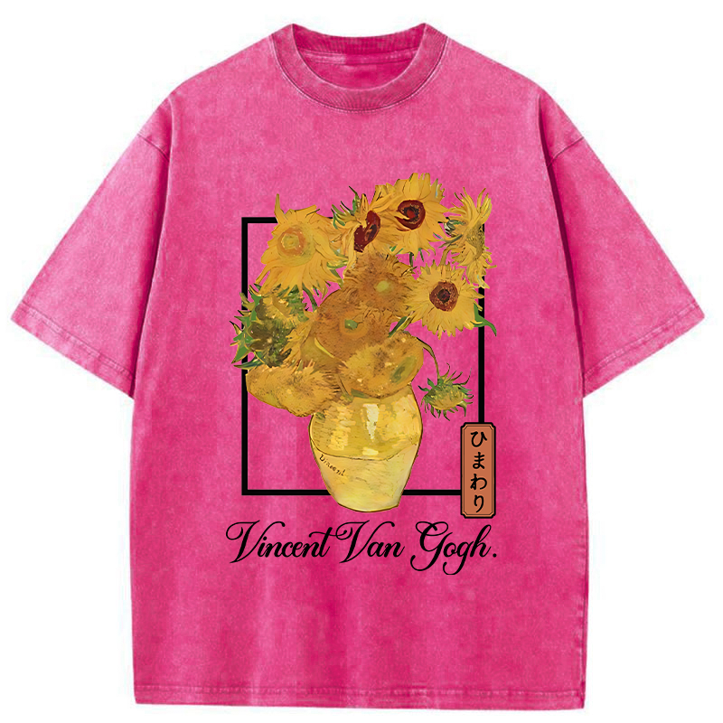 Tokyo-Tiger Sunflowers Van Gogh Washed T-Shirt