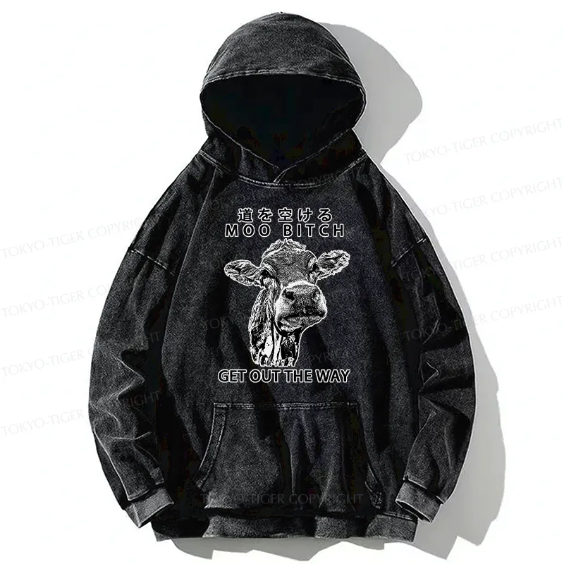 Tokyo-Tiger Funny Cow Washed Hoodie