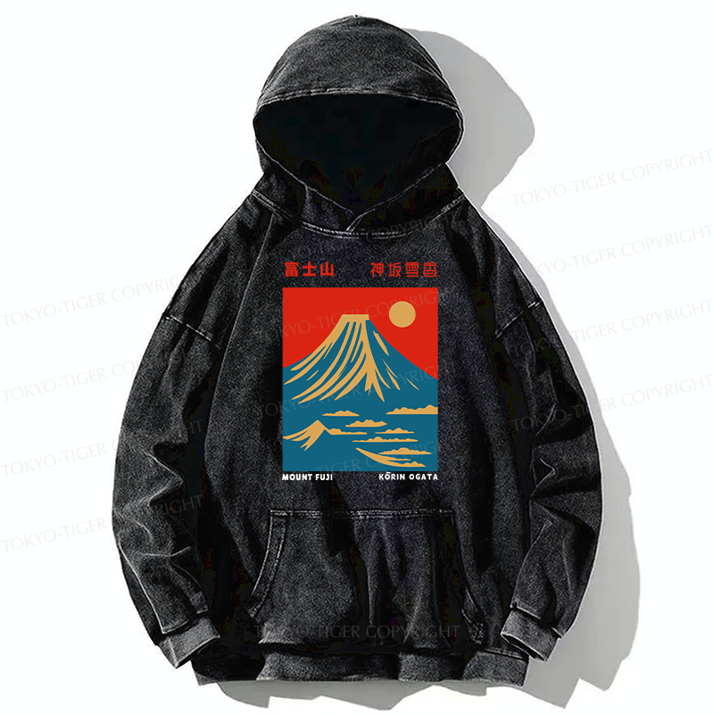 Tokyo-Tiger Mount Fuji Vintage Washed Hoodie