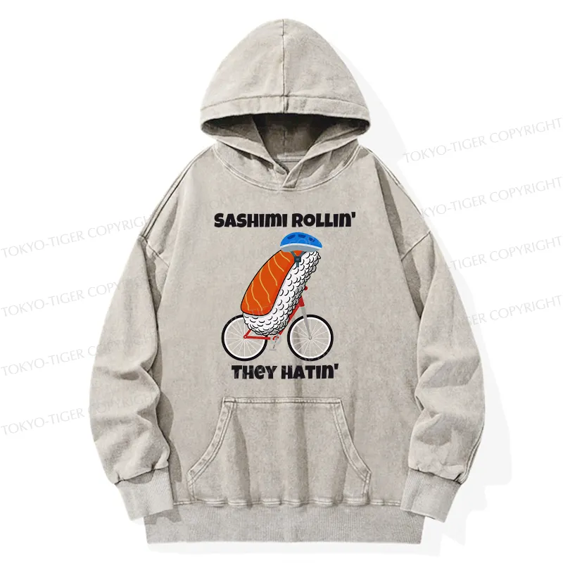 Tokyo-Tiger Sashimi Rollin' They Hatin' Washed Hoodie