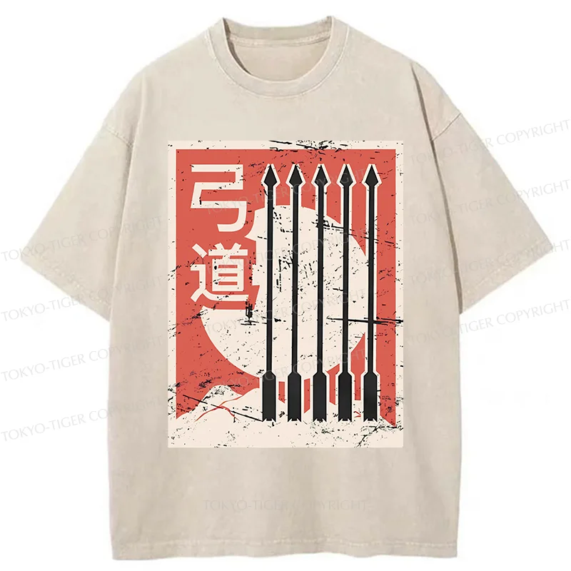 Tokyo-Tiger Retro Japanese Archery Washed T-Shirt