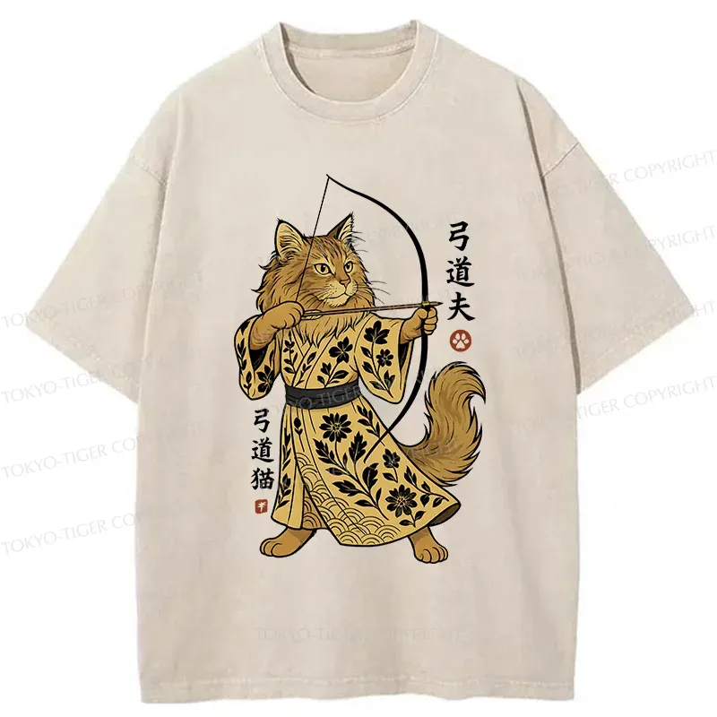 Tokyo-Tiger Archery Cat Washed T-Shirt