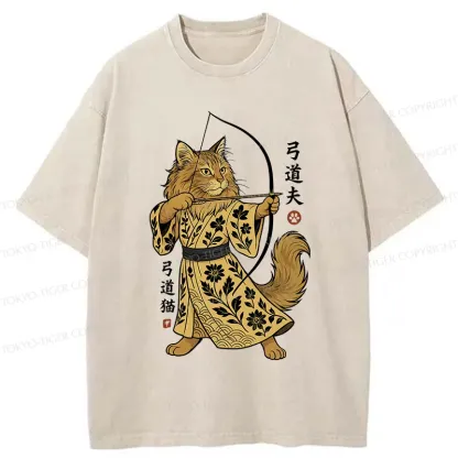 Tokyo-Tiger Archery Cat Washed T-Shirt