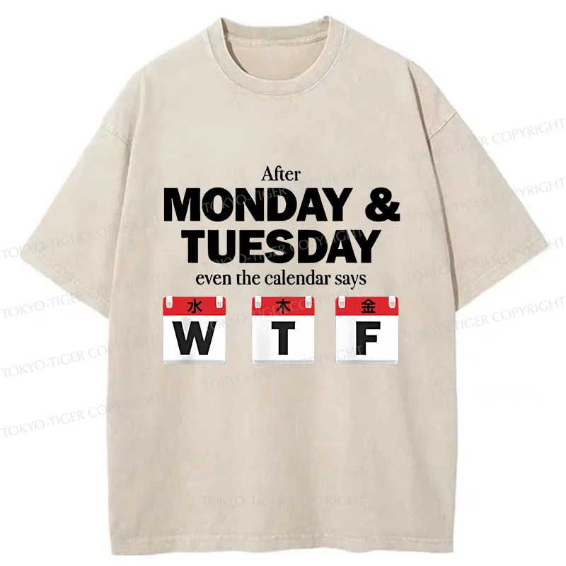 Tokyo-Tiger Days After Monday And Tuesday Washed T-Shirt