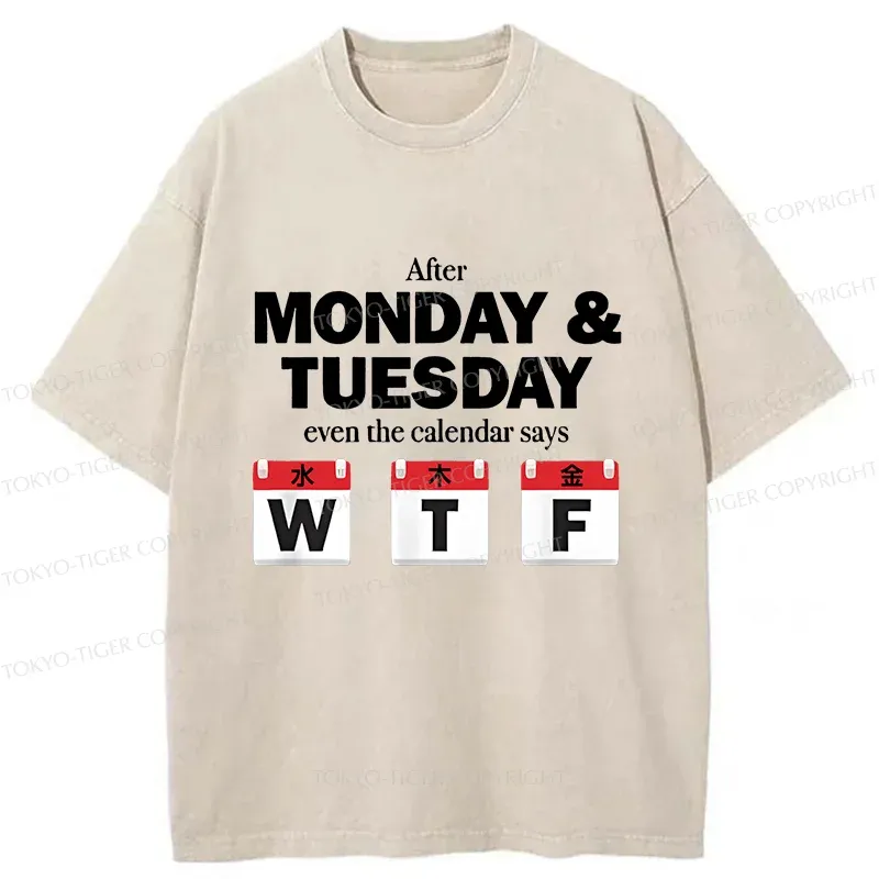Tokyo-Tiger Days After Monday And Tuesday Washed T-Shirt