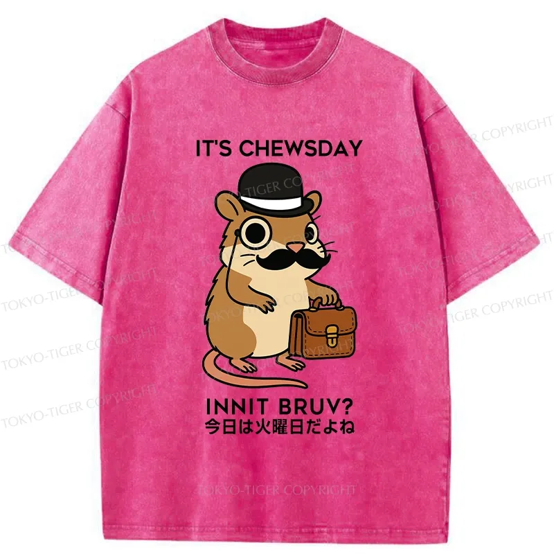 Tokyo-Tiger It's Chewsday Innit Bruv Washed T-Shirt