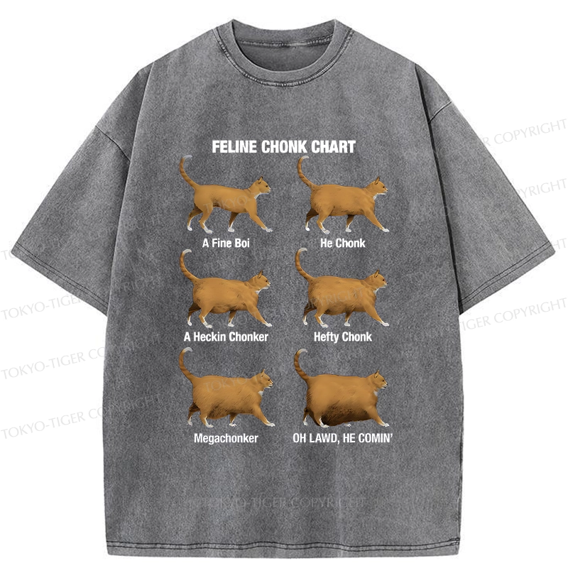 Tokyo-Tiger Feline Chonk Chart Washed T-Shirt