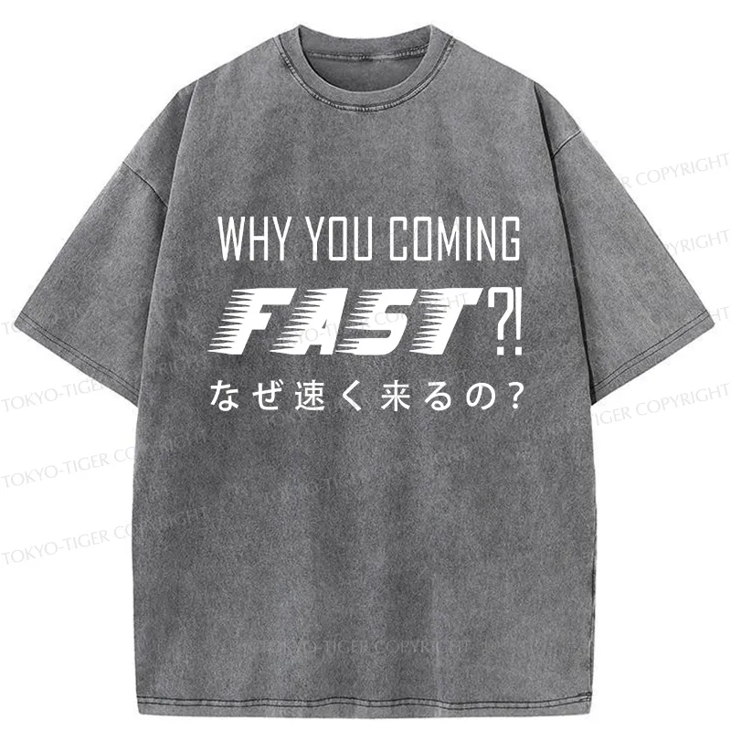 Tokyo-Tiger Funny Coming Fast Washed T-Shirt