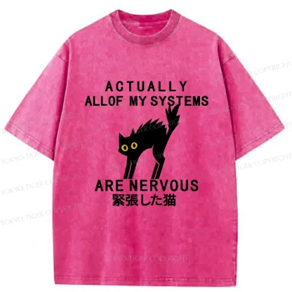 Tokyo-Tiger Nervous Cat Washed T-Shirt